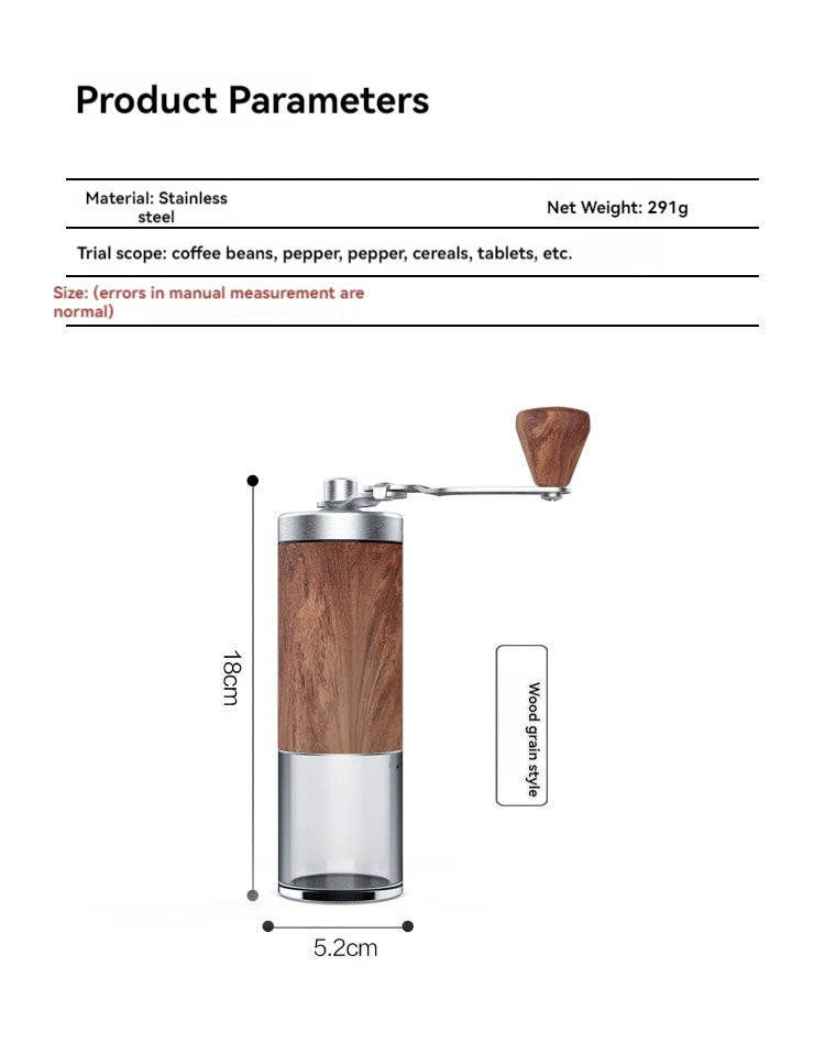 Manual Coffee Grinder with Adjustable Bean Grind Size – Hand Crank Mill