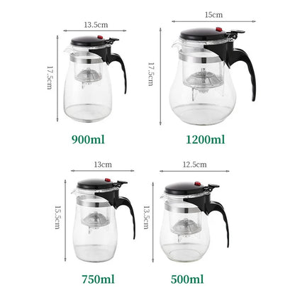 Heat Resistant Glass Teapot Kettle - Tea Infuser with Heatable Pot in 3 Sizes