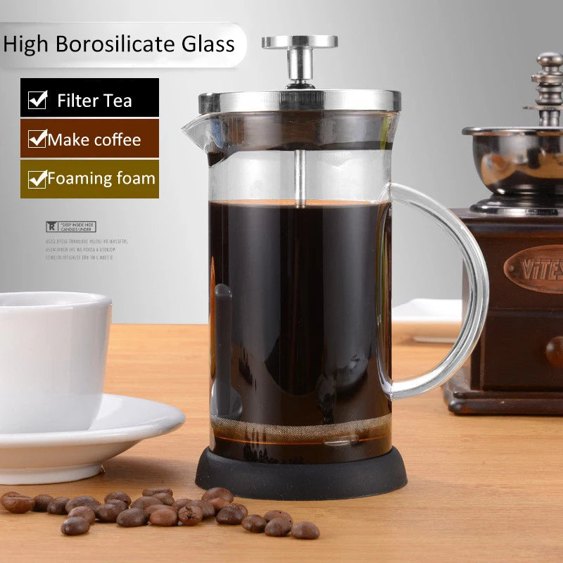 French Press Coffee Pot – Hand Brewing Coffee Pot (800-1000ml / 26-34oz) Stainless Steel & Glass