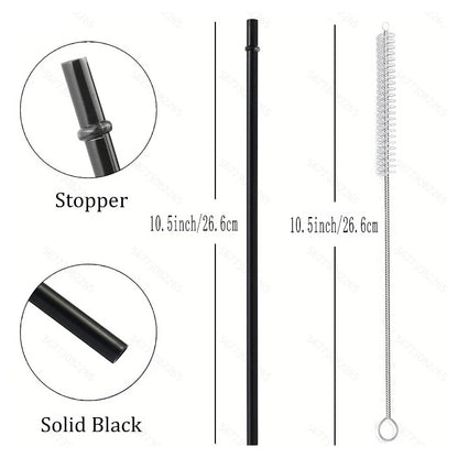 Reusable Plastic Straw Set – Flexible Straws with Cleaner