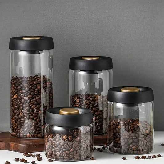 Vacuum Sealed Jug Coffee Beans Glass Airtight Canister – Moisture-Proof Storage Jar