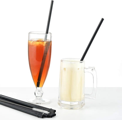 Reusable Plastic Straw Set – Flexible Straws with Cleaner