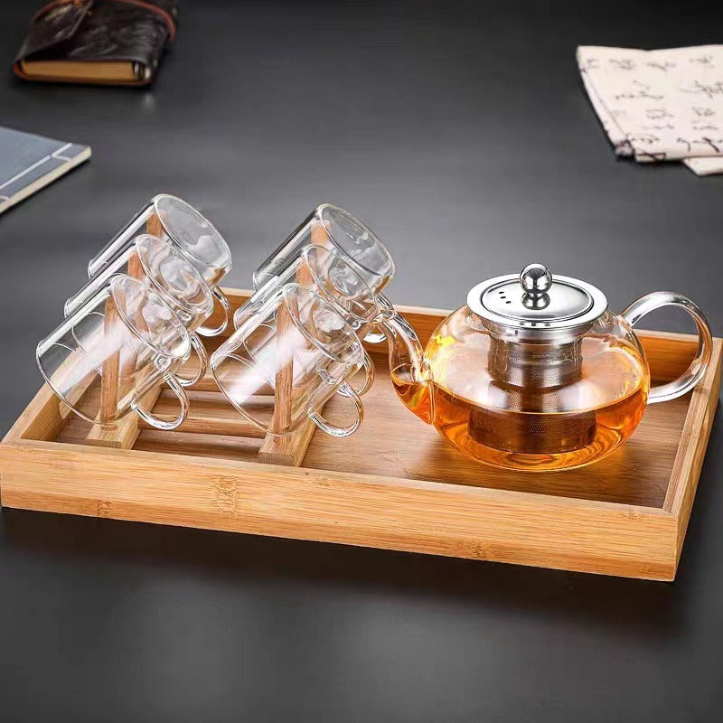 Heat Resistant Glass Tea Pot - Thicken Heated Container with Stainless Steel Infuser