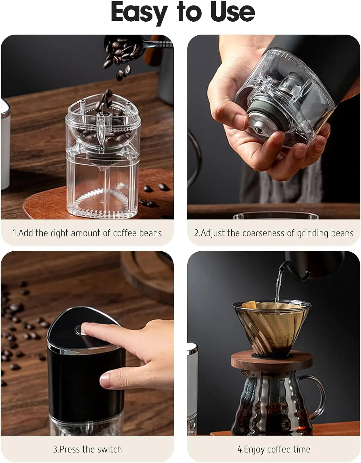 Portable Electric Coffee Grinder – USB Charge with Ceramic Grinding Core