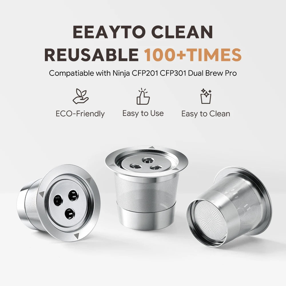 Reusable K-Cups Coffee Pod Filters – Stainless Steel Refillable for Keurig & Ninja Dual Brew Machines