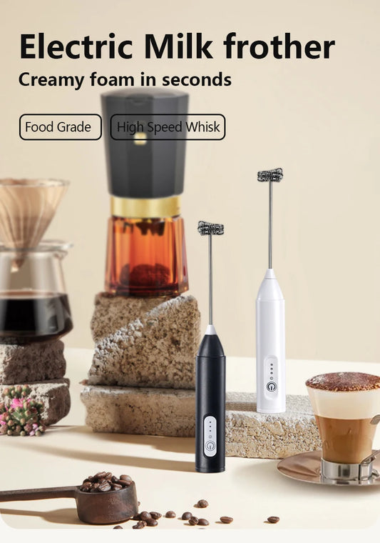 Electric Milk Foamer Blender – Stainless Steel Handheld Milk Frother