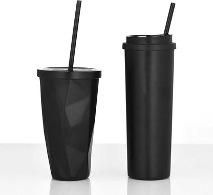 Reusable Plastic Straw Set – Flexible Straws with Cleaner