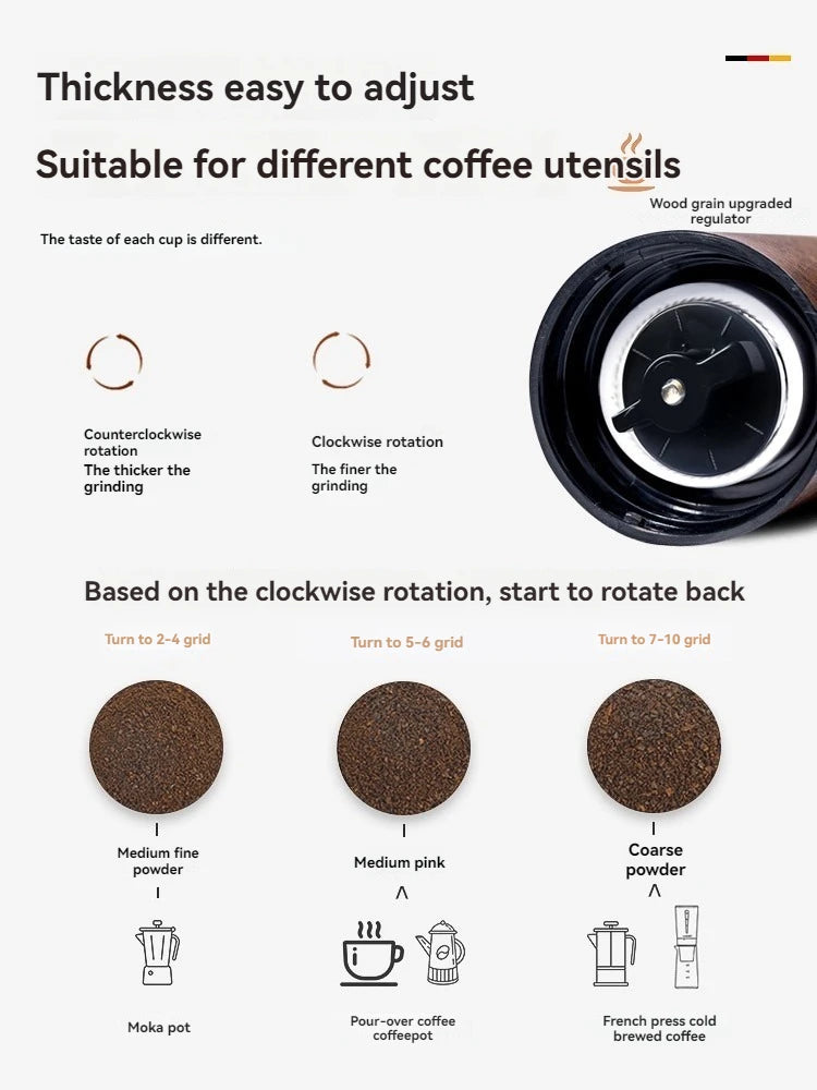 Manual Coffee Grinder with Adjustable Bean Grind Size – Hand Crank Mill