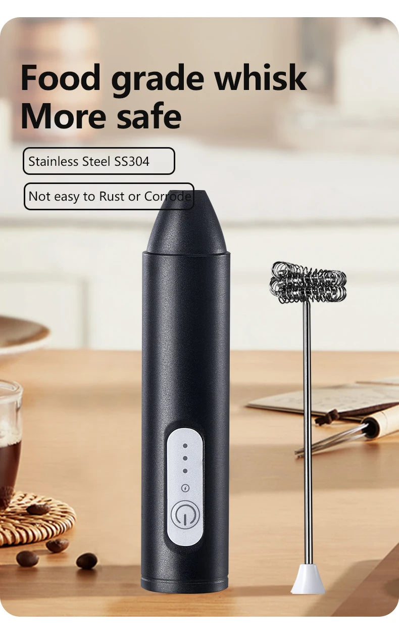 Electric Milk Foamer Blender – Stainless Steel Handheld Milk Frother