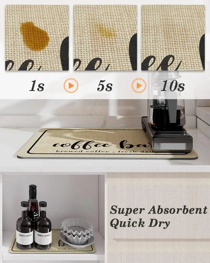 Large Kitchen Super Absorbent Mat - Quick-Dry Draining Mat for Coffee Stations and Kitchens