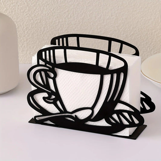 Charming coffee-themed napkin holder perfect for any coffee lover's table.