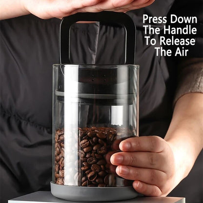 Coffee Beans Vacuum Sealed Glass Container - Airtight Food Storage for Tea, Sugar, and More