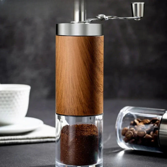 Coffee Bean Grinder – Wood Grain Stainless Steel Crank Hand Coffee Grinder