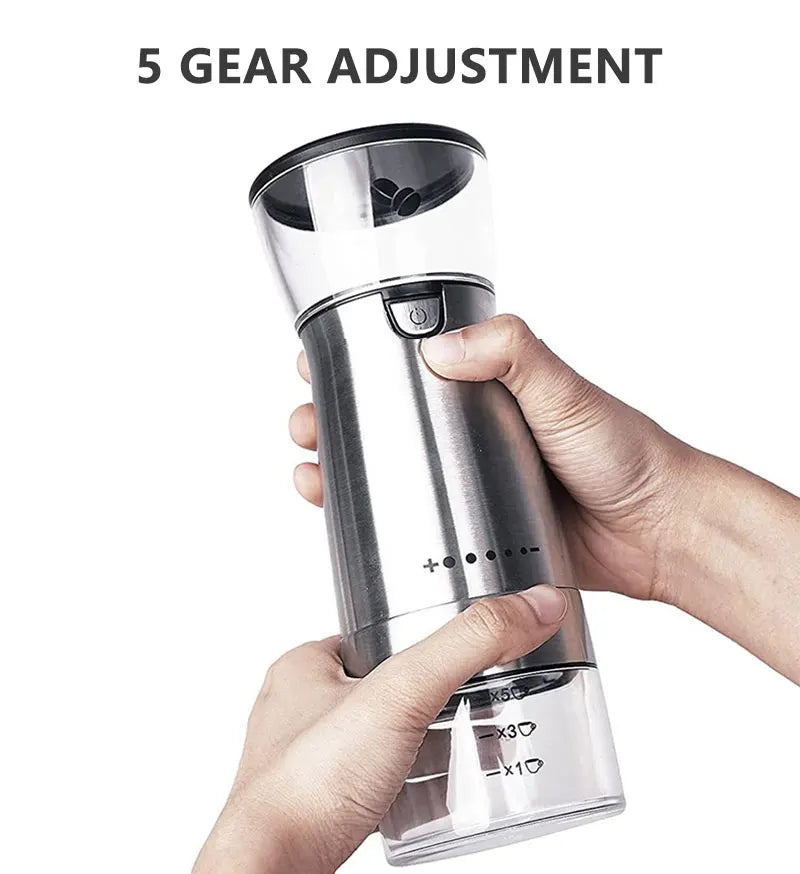 Portable Electric CCoffee Grinder – USB Rechargeable Stainless Steel Manual Coffee Mill