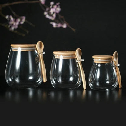 Airtight Hermetic Glass Jar with Lid - Sealed Container for Sugar, Tea, and Coffee