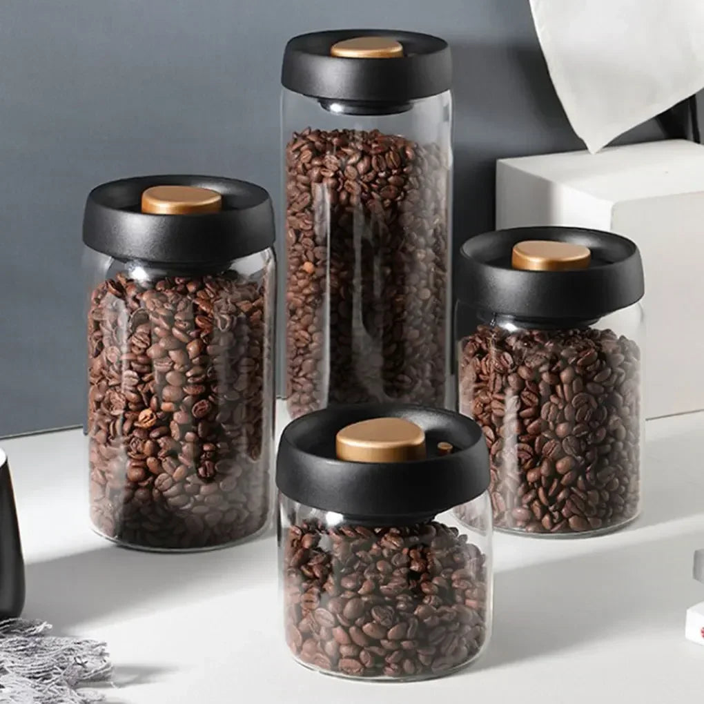 Vacuum Sealed Jug Coffee Beans Glass Airtight Canister – Moisture-Proof Storage Jar