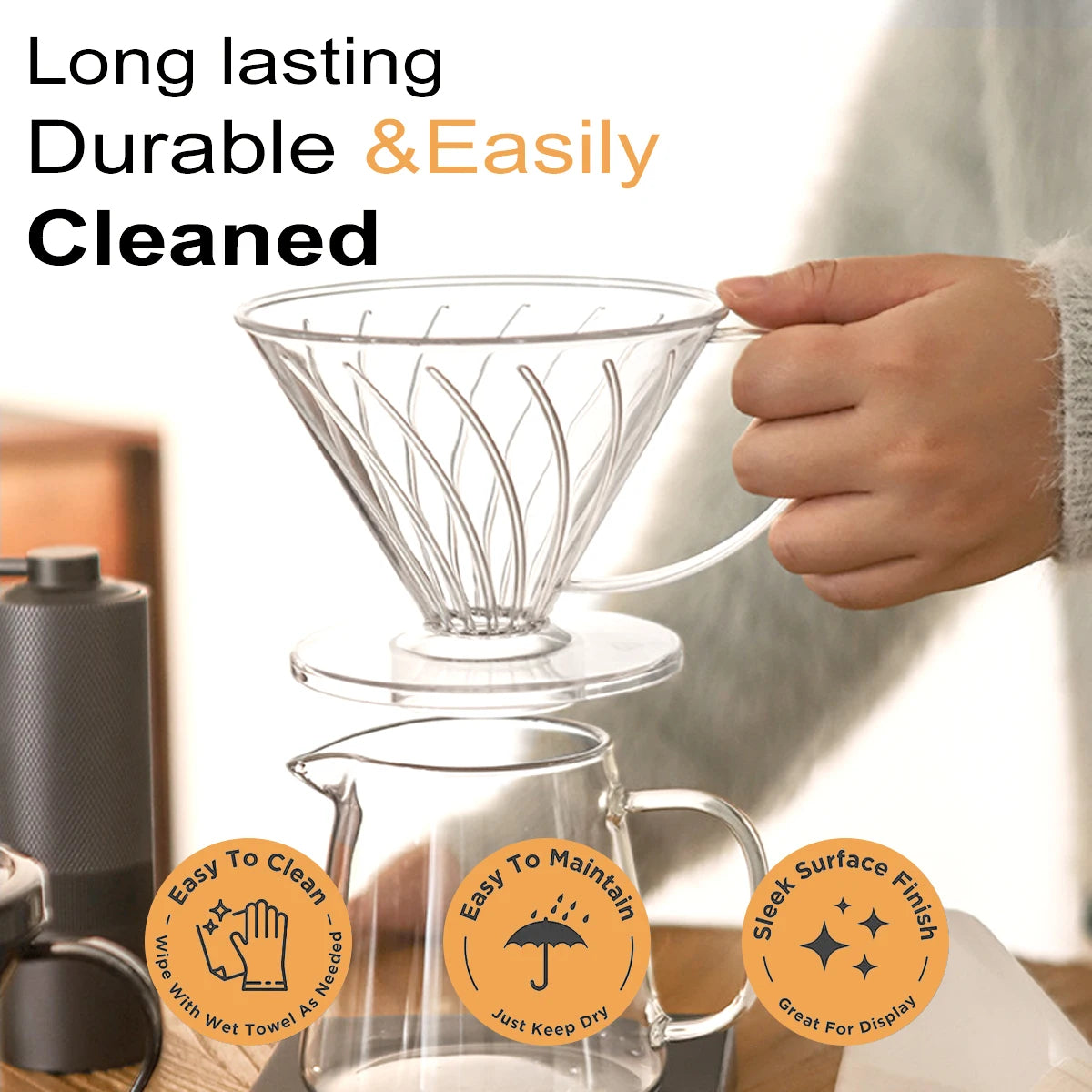 Plastic Coffee Dripper – Pour Over Coffee Maker with Reusable Filter Cone