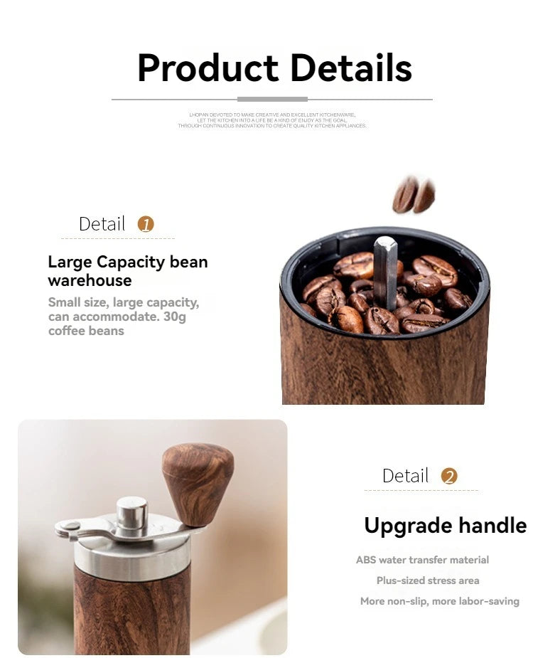 Manual Coffee Grinder with Adjustable Bean Grind Size – Hand Crank Mill