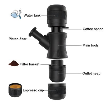 Portable Mini Hand Pressure Coffee Machine – Handheld Espresso Maker