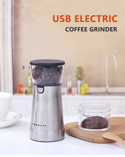 Portable Electric CCoffee Grinder – USB Rechargeable Stainless Steel Manual Coffee Mill