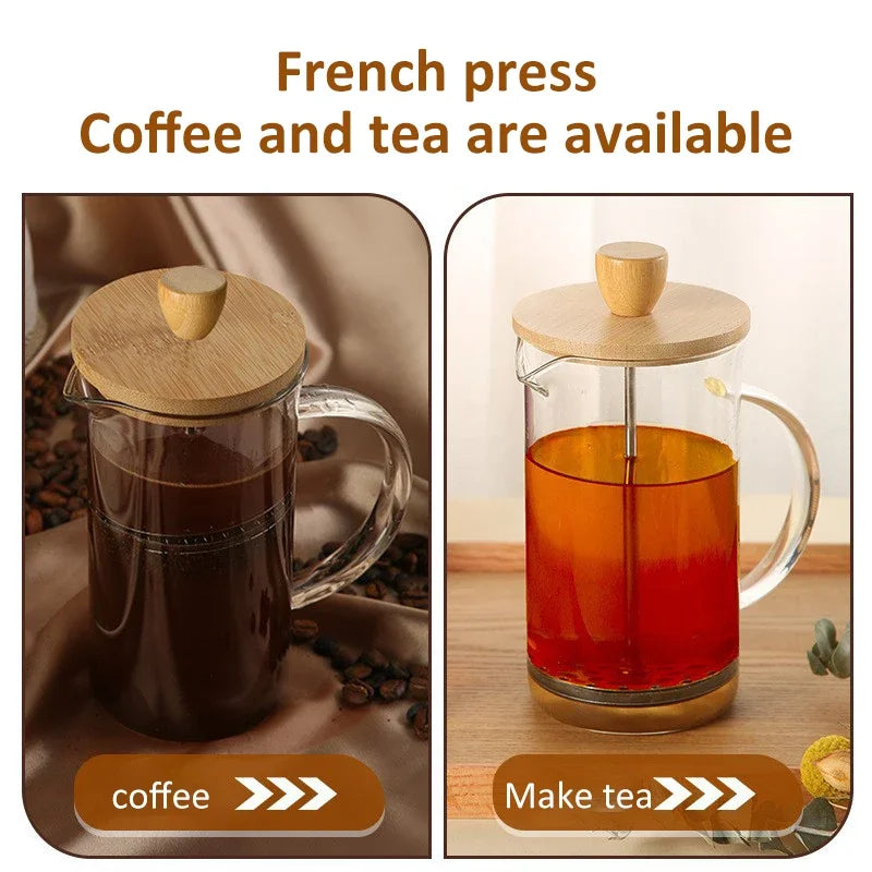 French Press Coffee Pot – Hand Brewing Coffee Pot (800-1000ml / 26-34oz) Stainless Steel & Glass