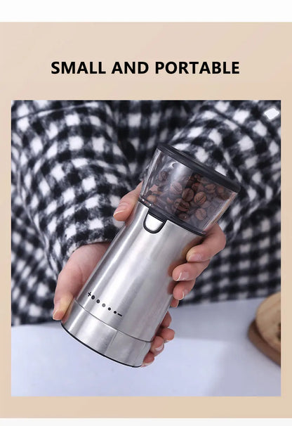 Portable Electric CCoffee Grinder – USB Rechargeable Stainless Steel Manual Coffee Mill