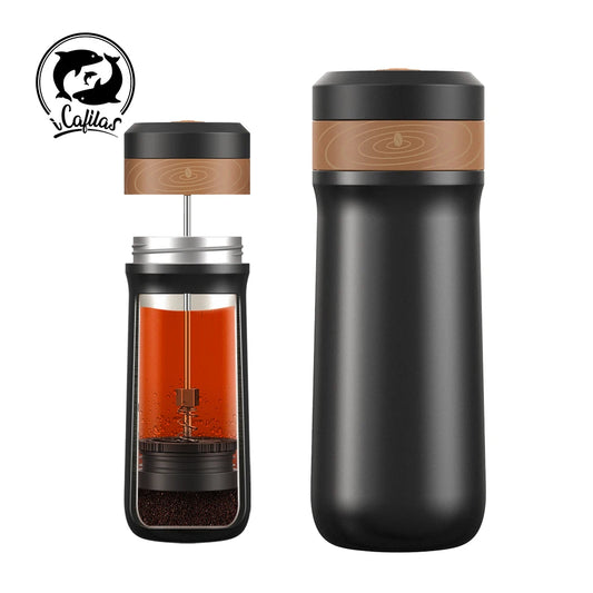 12oz French Press Coffee Maker – Vacuum Insulated Travel Coffee Mug