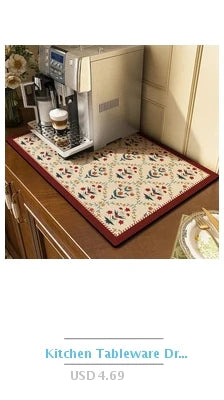 Stylish and functional absorbent mat for countertops, coffee stations, or dining areas.