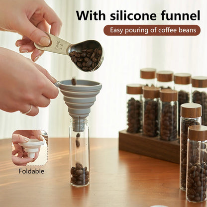 Coffee Beans Storage Container Tube Display Rack – Glass Espresso Accessory Set