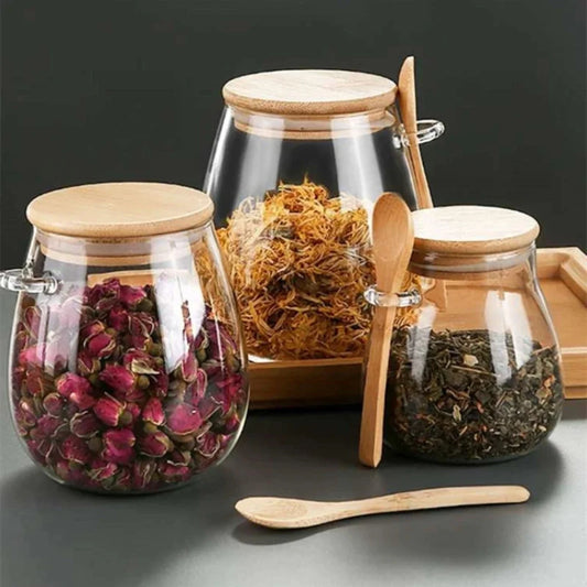 Airtight Hermetic Glass Jar with Lid - Sealed Container for Sugar, Tea, and Coffee